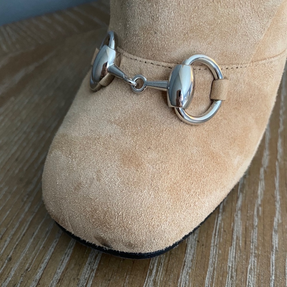 Gucci Lillian Horsebit Tall Beige Suede Boots, 41 - Picture 8 of 10